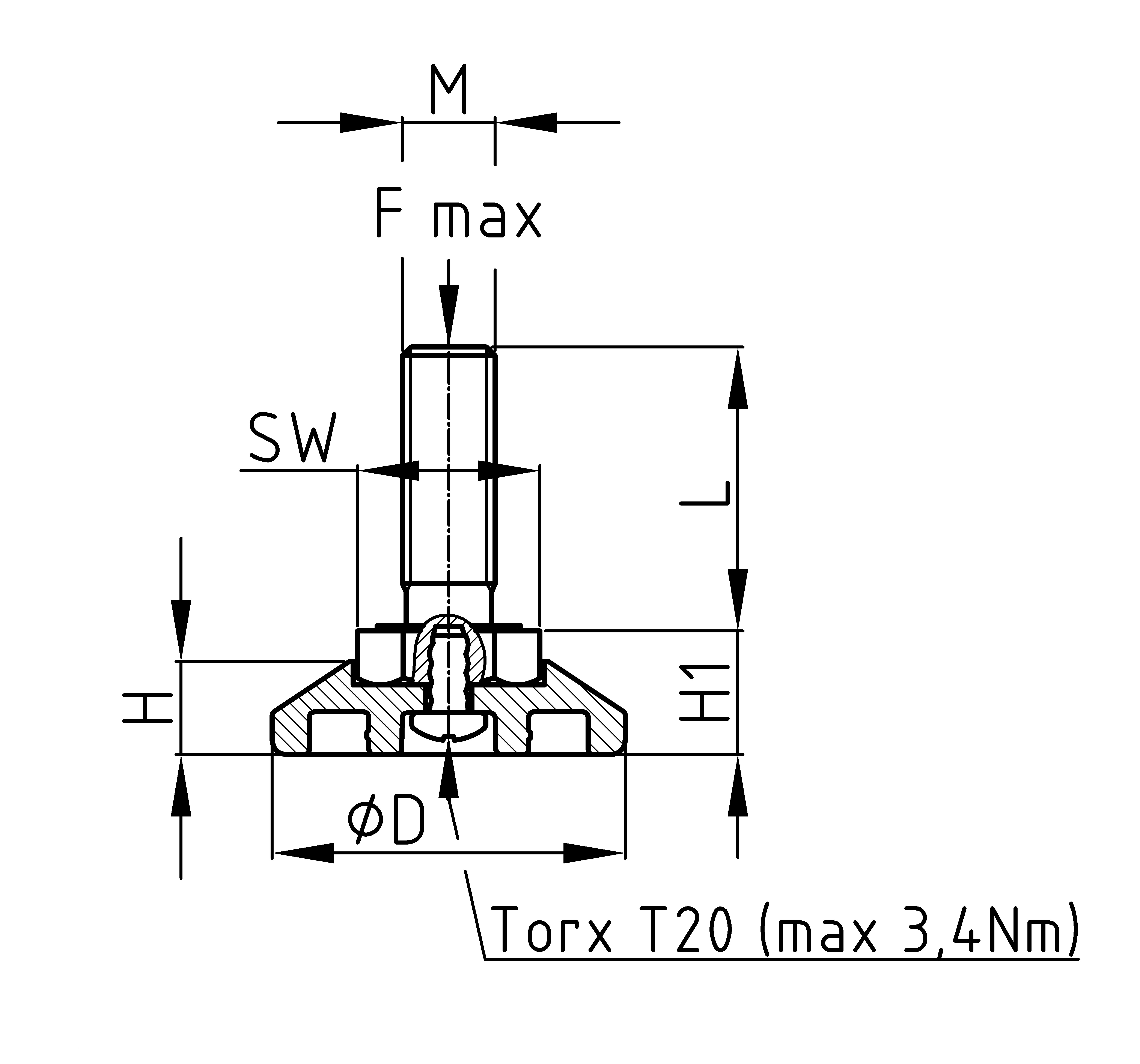 Fixed Nylon Adjustable Feet With Threaded Stud